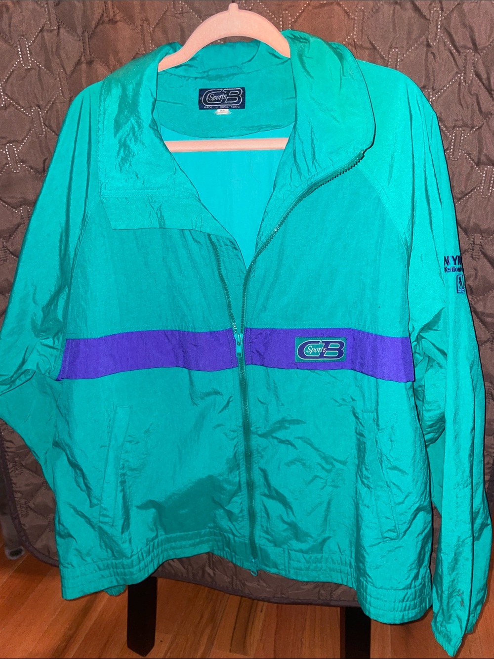 Vintage CB sports 90s Teal & Purple Windbreaker Jacket -Mens L